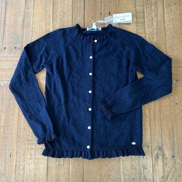 Tartine Et Chocolat marine voyager wool blend ruffle cardigan sweater nwt - Picture 1 of 5